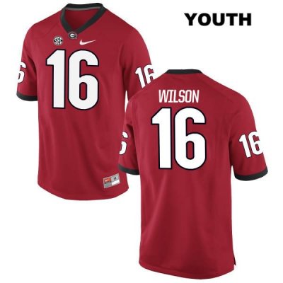 Youth Georgia Bulldogs NCAA #16 Divaad Wilson Nike Stitched Red Authentic College Football Jersey GZV7254GJ